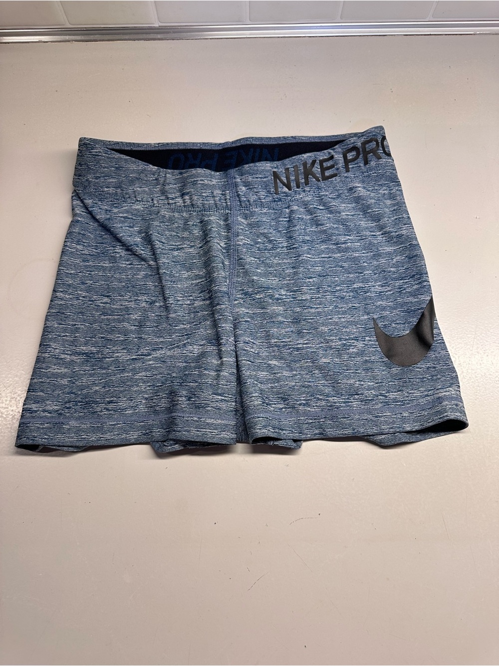 Nike Pro Heathered Blue Athletic Compression Shorts